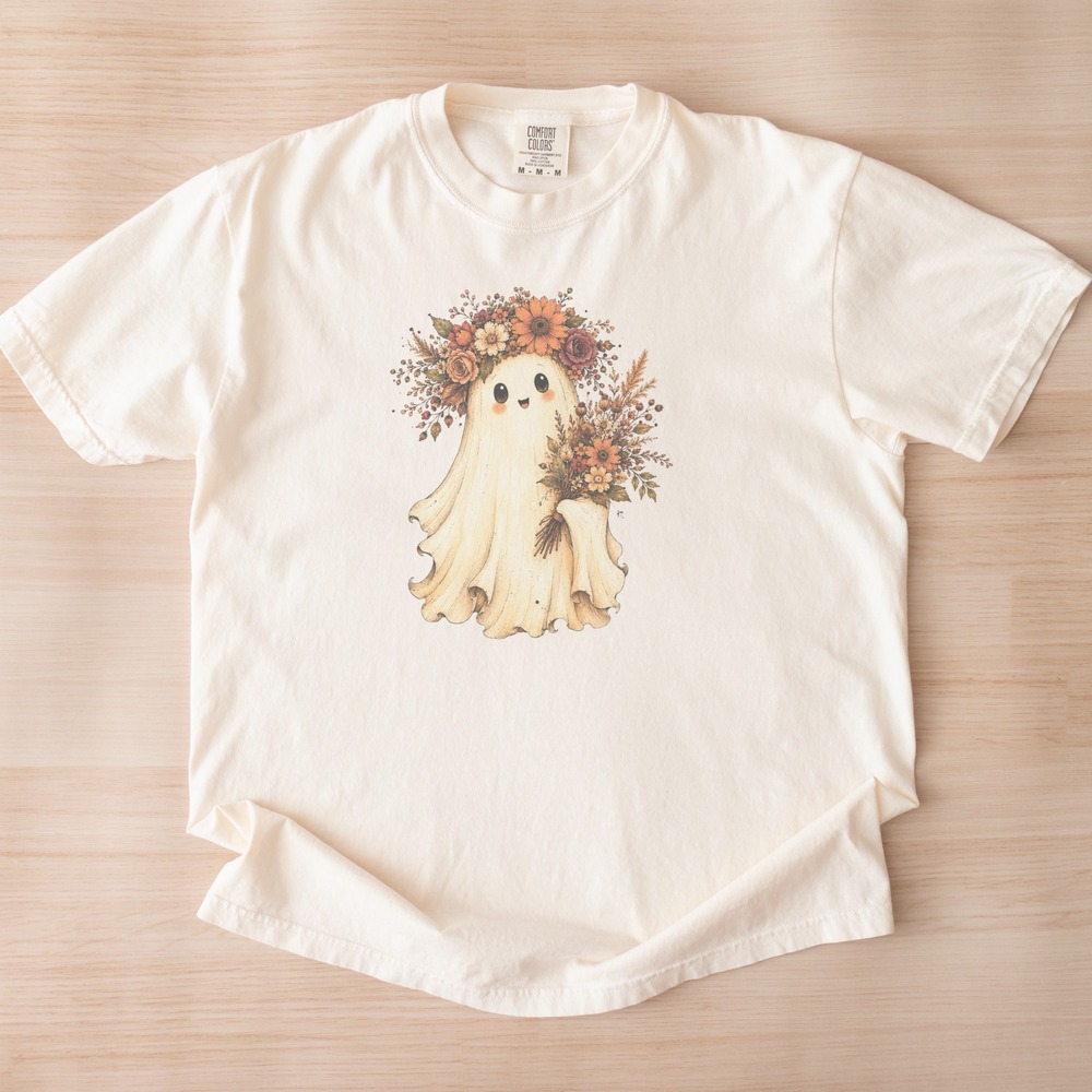 Cottagecore Ghost Carrying an Autumn Bouquet Tee